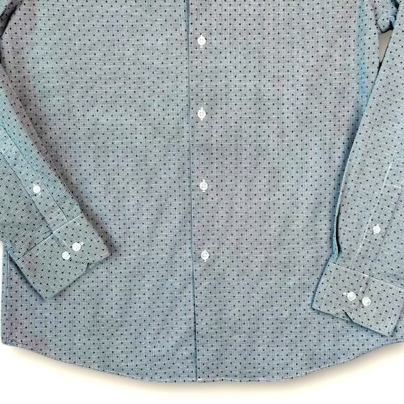 Geoffrey Beene Long Sleeve Button Up Slim Fit Shirt Stretch Mens M Dotted Gray - Picture 4 of 10